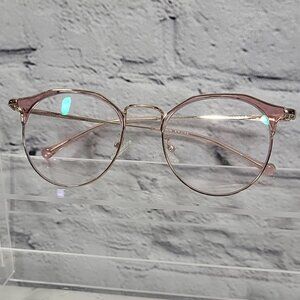 Firmoo Suofeia Eyeglass Replacement Frames S11093-C03 Womens Rose Gold Half Rim